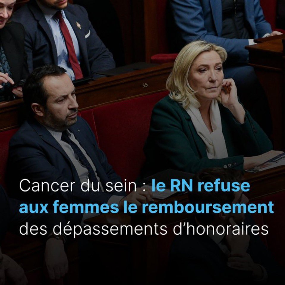 Et mesdames, vous qui êtes concernées par le cancer du sein ou qui allez l’être et qui votez RN, n’oubliez pas que c’est ÇA votre parti.