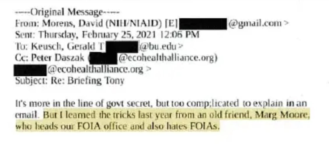 NIH Senior Advisor David Morens describing institutional corruption at FOIA office