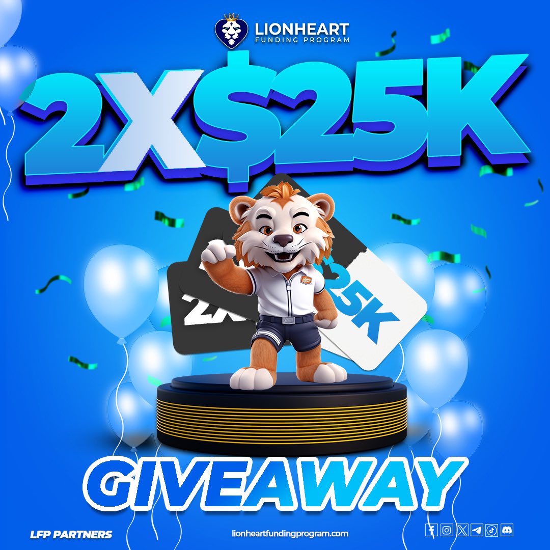 -For X Posting 🚀💥 Another chance to win big! Win one of 2 X $25k Prop Firm Accounts with @lionheartLFP! 💸🦁 👉 Follow us: @lionheartLFP, @NdemazeahG, and @_iamdaedae_fr ✨ Like & Repost this post. 💌 Join our LFP Traders Email List: bit.ly/4a92vI2 Tag 3 traders