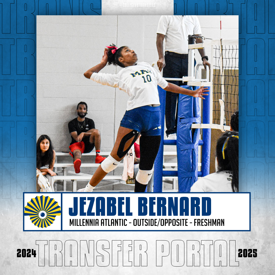 𝗜𝗻 𝗧𝗵𝗲 𝗣𝗼𝗿𝘁𝗮𝗹 ✏️: Jezabel Bernard 🏐: Outside/Opposite 🎓: Freshman 📍: Millennia Atlantic #CollegeVBTransfers | #NCAAWVB