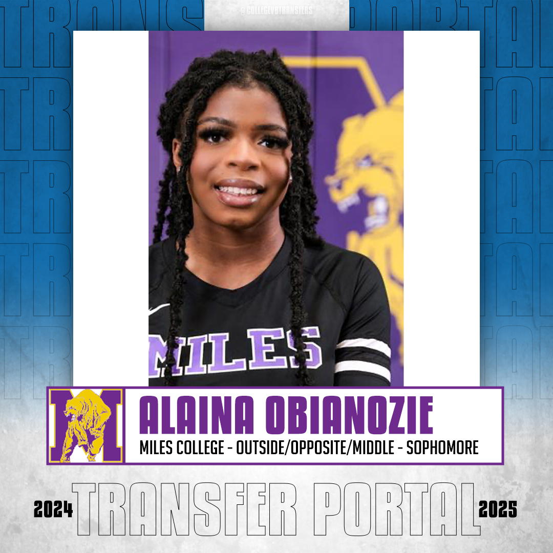 𝗜𝗻 𝗧𝗵𝗲 𝗣𝗼𝗿𝘁𝗮𝗹 ✏️: Alaina Obianozie 🏐: Outside/Opposite/Middle 🎓: Sophomore 📍: Miles College #CollegeVBTransfers | #NCAAWVB