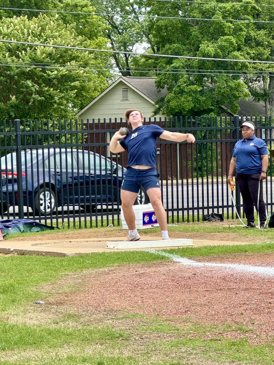 Congratulations to Carson Gentle - third place in the @TSSAA DII-AA shot put with a throw of 55-4. #GoBigBlue @McCallieTrack