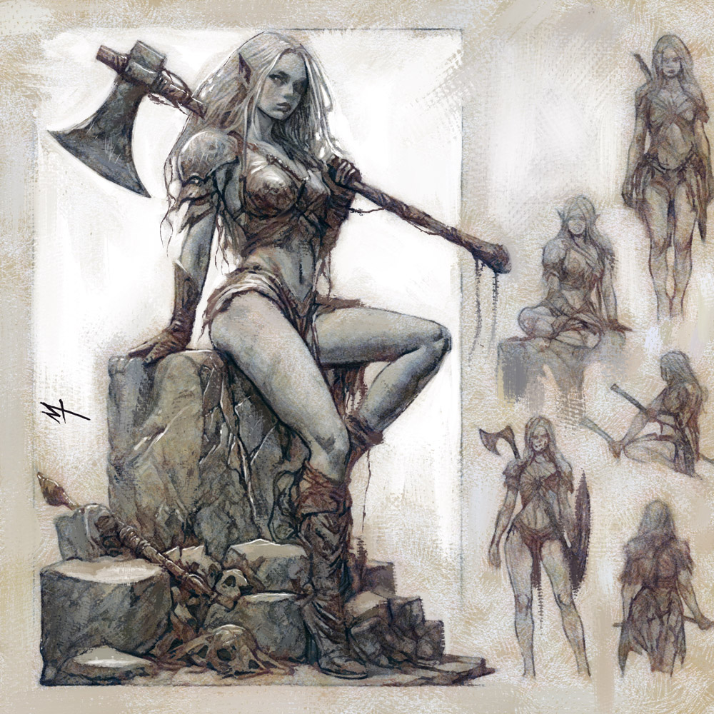 marcoturini's tweet photo. I love Elfs and Orcs  :) ! limited prints are available on my website ;)  Big News coming soon !  #sketchbook #comingsoon #orcgirl #warriorgirl #art #ArtistOnTwitter https://t.co/yrD84IR7yK