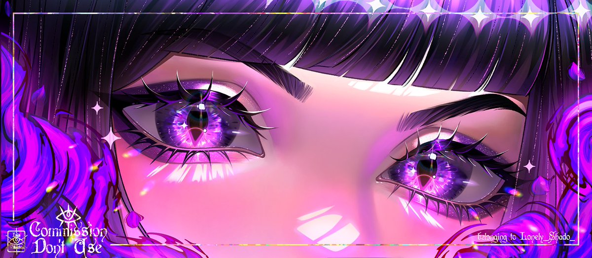 Eyes banner commission for @Lonely_Shado_🔥💜
I think that officially the banners will have that water frame, I hope you like it.😊
#art #banner #artontwitter #vgen