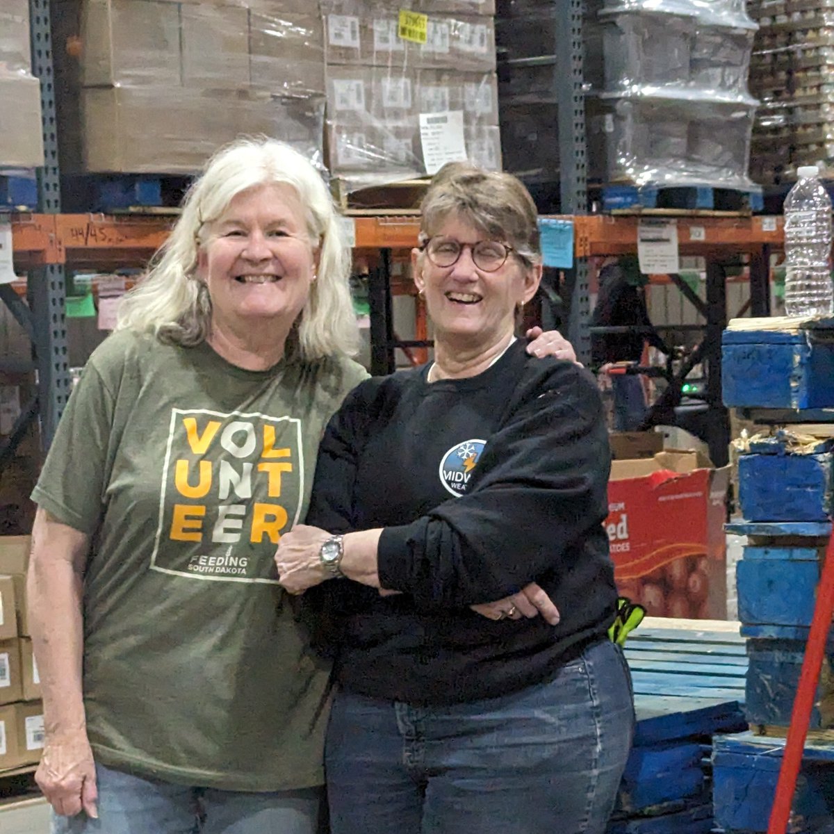Volunteer shoutout to Kathleen Allen-Steiner and Valery Tate! While our Rapid City Volunteer Coordinator position was vacant, they stepped up to keep our shifts running smoothly. Thank you for your dedication and hard work! 💚 #FeedingSouthDakota #Volunteer