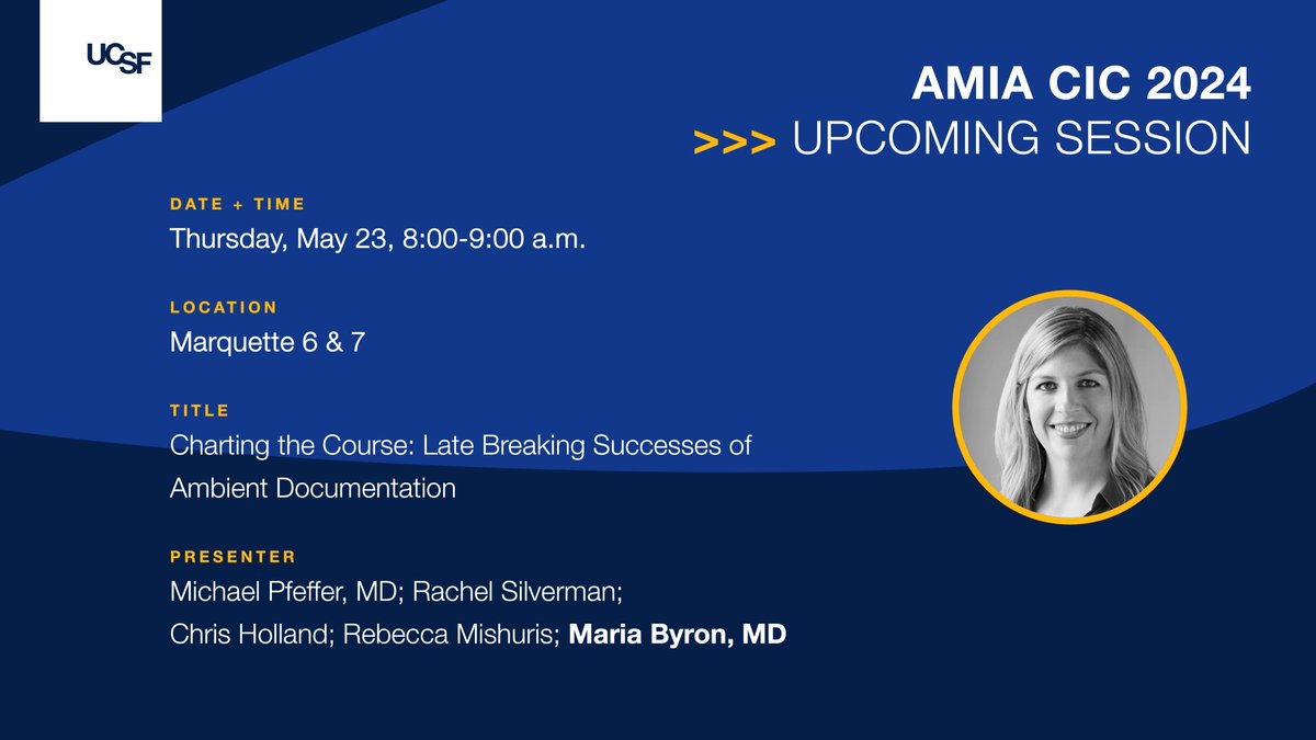 CLIIR-UCSF (@cliir_ucsf) on Twitter photo Good morning! At 8 a.m. CT, Maria Byron, Michael Pfeffer, Rachel Silverman, and <a href="/rmishuris/">Rebecca Mishuris</a> will present about their healthcare organizations' successes, challenges, and recommendations for large-scale implementation of ambient documentation. #CIC24 <a href="/AMIAinformatics/">AMIA</a> <a href="/UCSF_DOCIT/">UCSF DoC-IT</a> Good morning! At 8 a.m. CT, Maria Byron, Michael Pfeffer, Rachel Silverman, and <a href="/rmishuris/">Rebecca Mishuris</a> will present about their healthcare organizations' successes, challenges, and recommendations for large-scale implementation of ambient documentation. #CIC24 <a href="/AMIAinformatics/">AMIA</a> <a href="/UCSF_DOCIT/">UCSF DoC-IT</a>