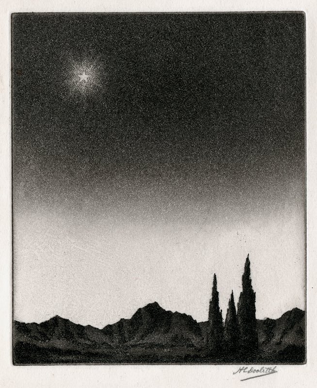 𝘜𝘯𝘵𝘪𝘵𝘭𝘦𝘥 c. 1930 by Harold Doolittle (American 1883-1974). Aquatint.