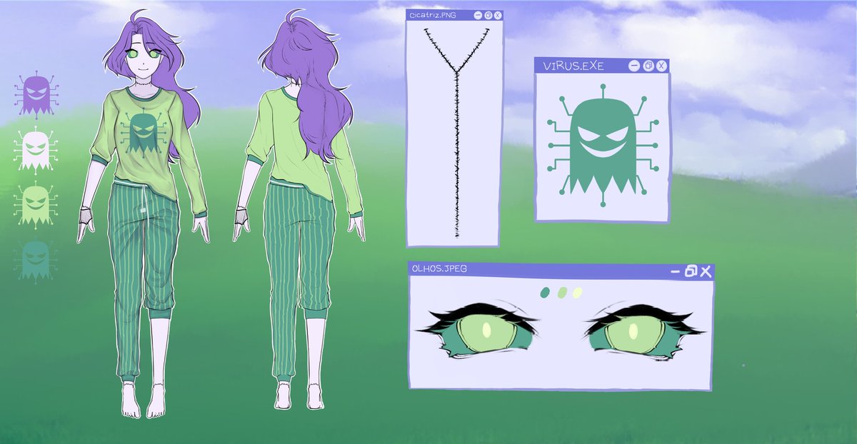 VirusGhostPNG's tweet image. “ Opa gurizada! Aqui é a Vírus 👻👾”

Finalmente tenho um model sheet para facilitar pra *você 🫵* que gostaria de fazer uma Fanart da vírus e queira referência dela!

Arte: @/eu mesma
#VirusFanArt #VirusGhostfanart