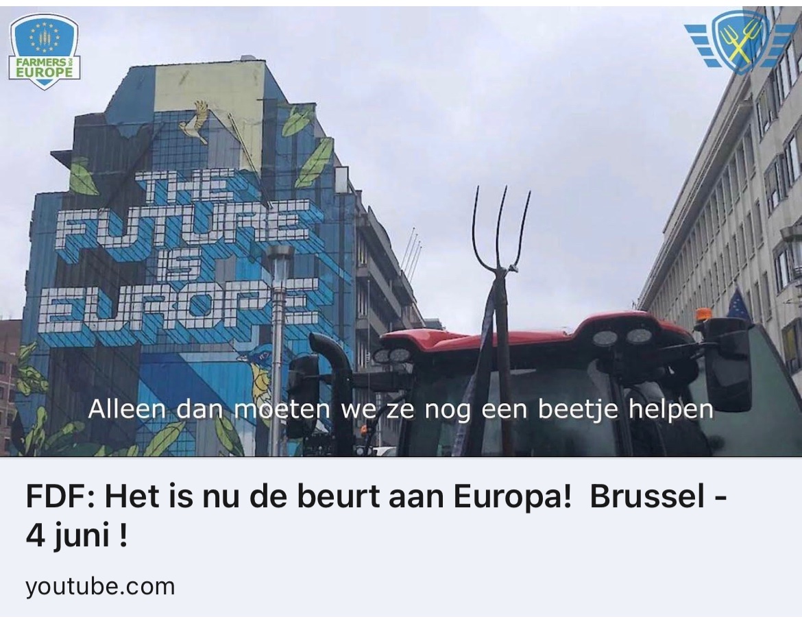 FDF: Het is nu de beurt aan Europa! #Brussel, we komen er aan! 4 juni laten we ons horen en zien in aanloop naar de verkiezingen voor het Europees parlement. Iets wat niet enkel de boeren aangaat, maar van belang is voor IEDEREEN in Europa 🚜🚜 youtu.be/G8zC0qZZ8BA?fe…