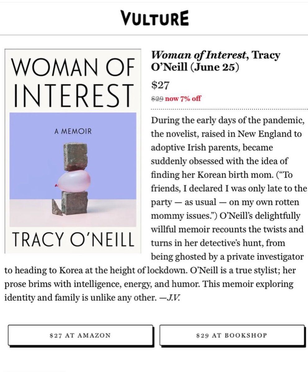 !!!!!!! So very excited !!!!!!! to see !!!!!!! WOMAN OF INTEREST !!!!!! in the @vulture summer reading recs !!!!! vulture.com/article/new-bo…