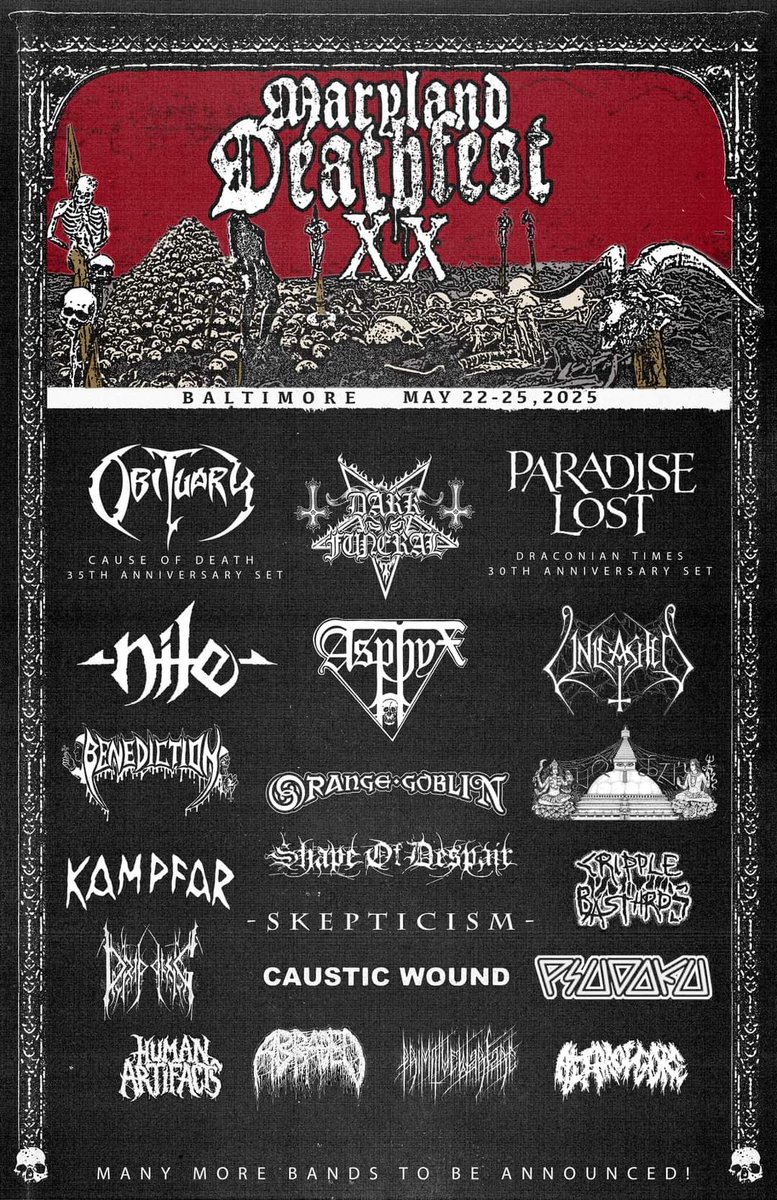 misty_graveyard's tweet image. Maryland Deathfest 2025 lineup 

#ShapeOfDespair #Skepticism