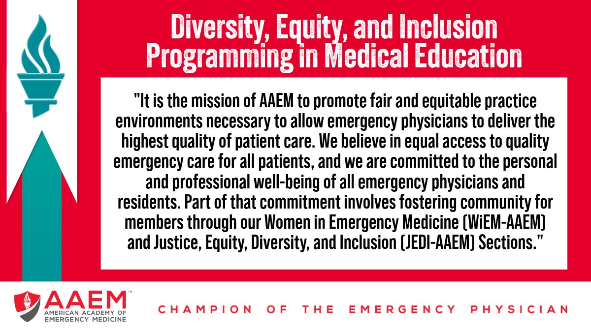AAEM recently released an official statement on DEI programming in medical education.

Read the Full Statement: bit.ly/4bGivly
#EmergencyMedicine #MedicalEducation #DEI