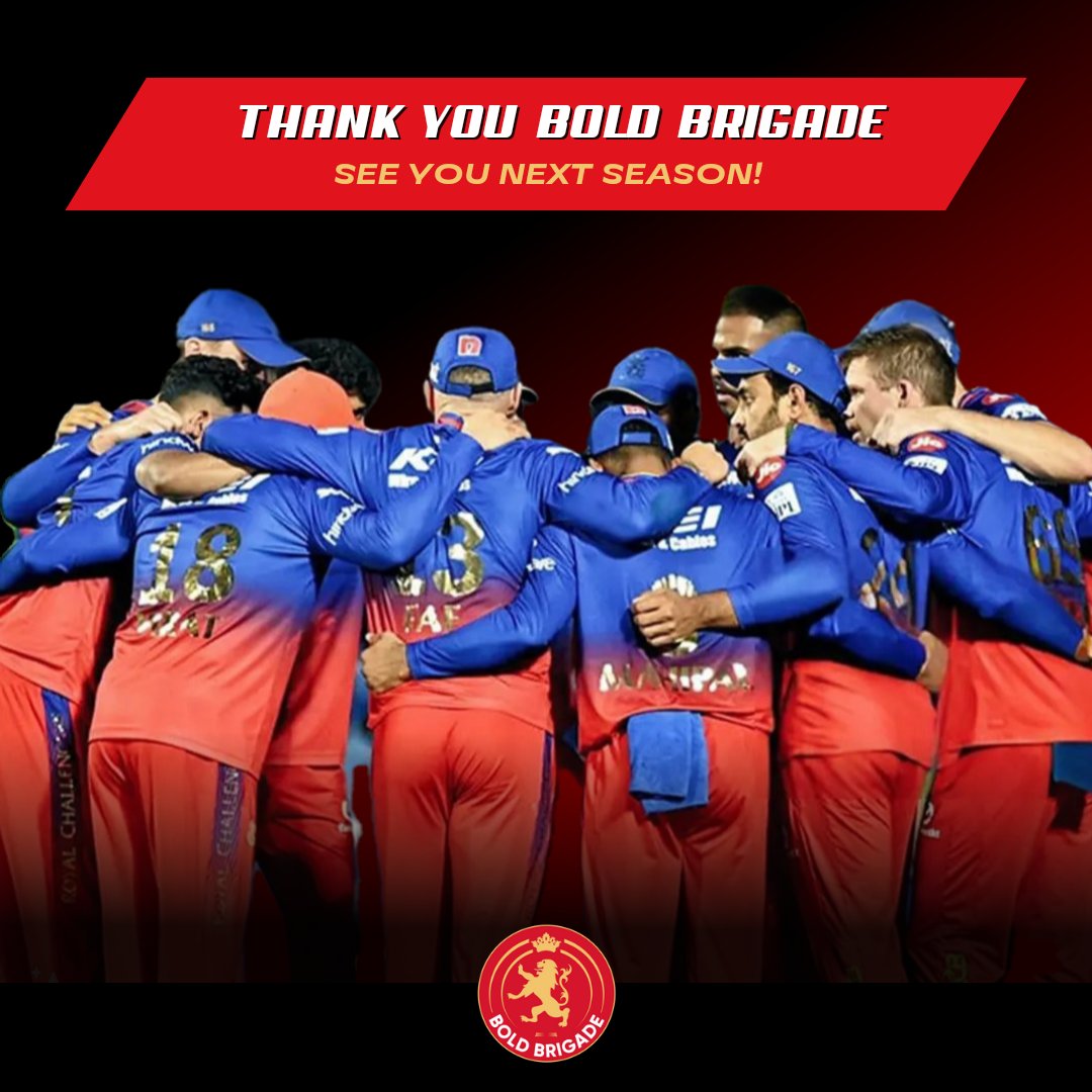 #IPL2024 was nothing short of a rollercoaster ride for us but thank you for sticking by RCB through thick and thin... See you next season #BoldBrigade! 👋❤️ @RCBTweets • #RCB • #PlayBold