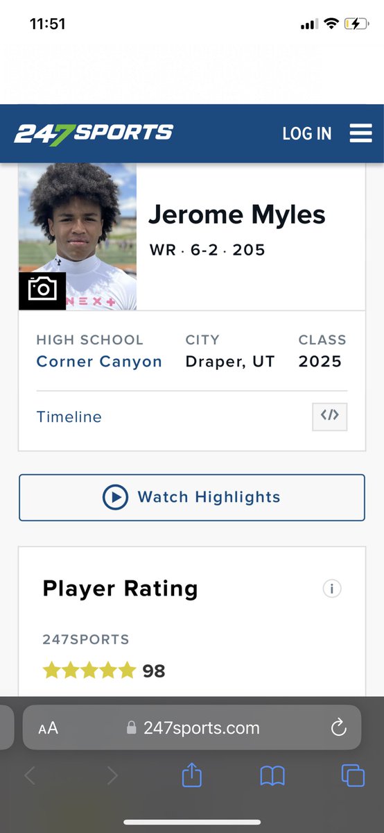 Blessed to receive my 5th star from @247Sports @BlairAngulo @BrandonHuffman @KjarEric @AJTownsend13 @CCHSFOOTBALL_