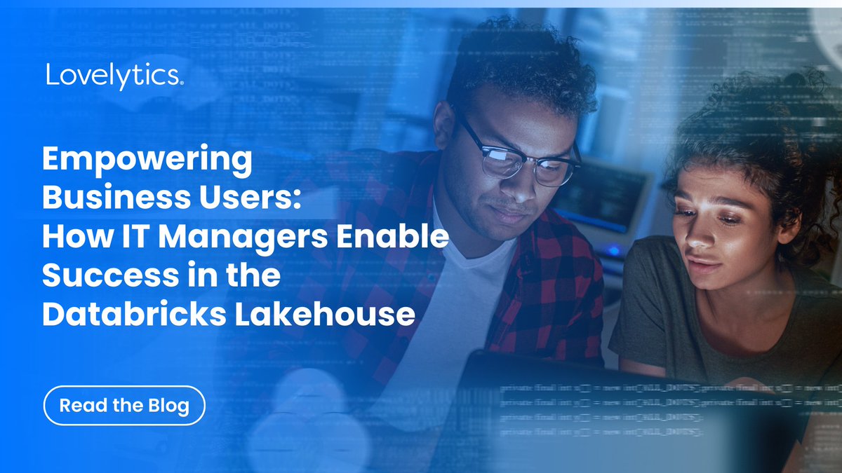 Lovelytics (@lovelyticsdata) on Twitter photo Empowering business users is key to organizational success, and <a href="/ReadySetData/">Eric Balash</a> blog, "Empowering Business Users: How IT Managers Enable Success in the Databricks Lakehouse," explores just how IT managers can achieve this!
Read the blog now: lovelytics.com/blog/empowerin… Empowering business users is key to organizational success, and <a href="/ReadySetData/">Eric Balash</a> blog, "Empowering Business Users: How IT Managers Enable Success in the Databricks Lakehouse," explores just how IT managers can achieve this!
Read the blog now: lovelytics.com/blog/empowerin…