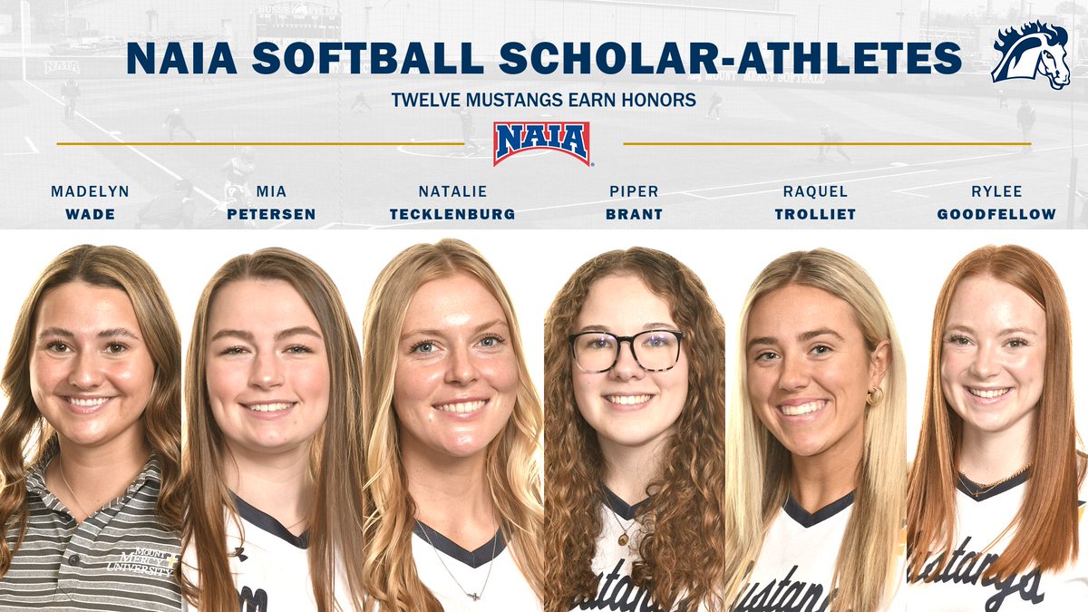 Go_Mustangs's tweet photo. SOFT | Congratulations to the #MMUsoftball players on earning Daktronics NAIA Scholar-Athlete honors! https://t.co/0jbqmPHbjv