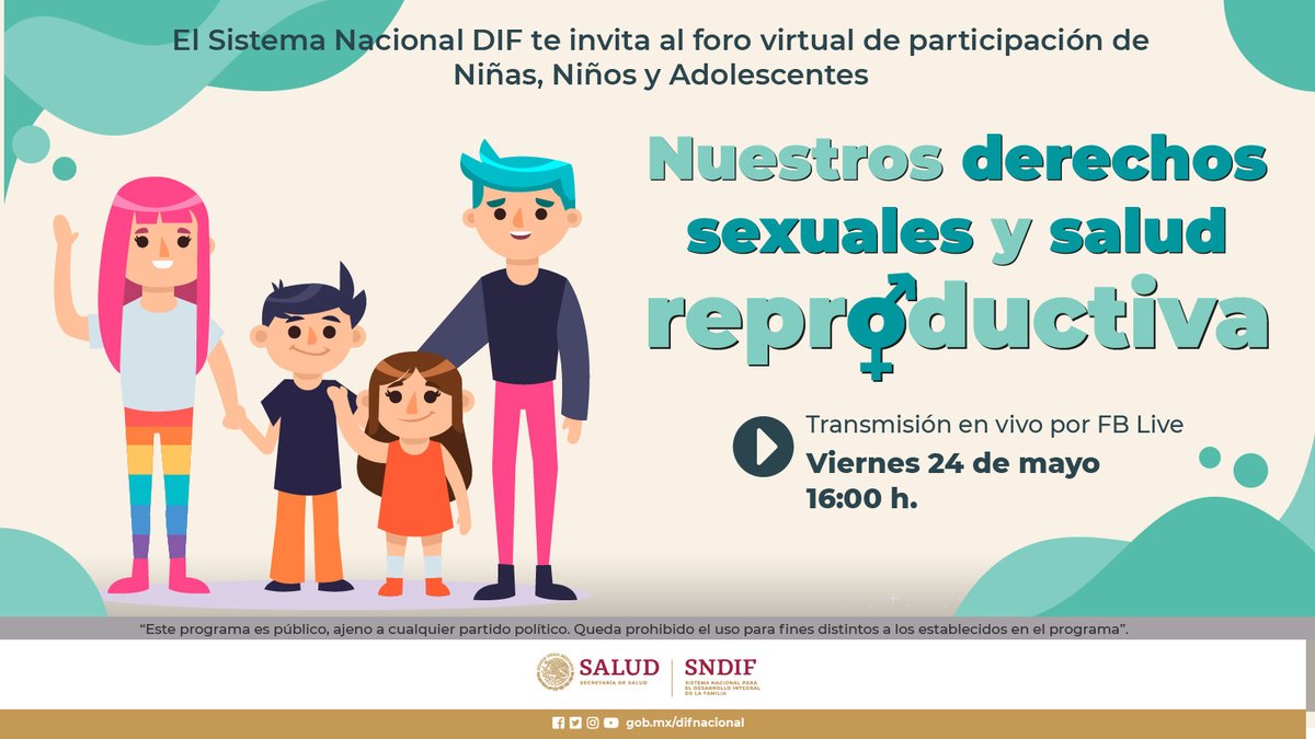 DIF_NMX's tweet photo. El #SNDIF te invita al foro virtual 🗣️ "Nuestros derechos sexuales y salud reproducitiva".
¡Únete con las y los #Impulsores! 👧🏻🧒🏻
🗓️Viernes 24 de mayo | 16:00 h
A través de #FBLive https://t.co/JQsf0AkhqA https://t.co/pdlnXS0LDs