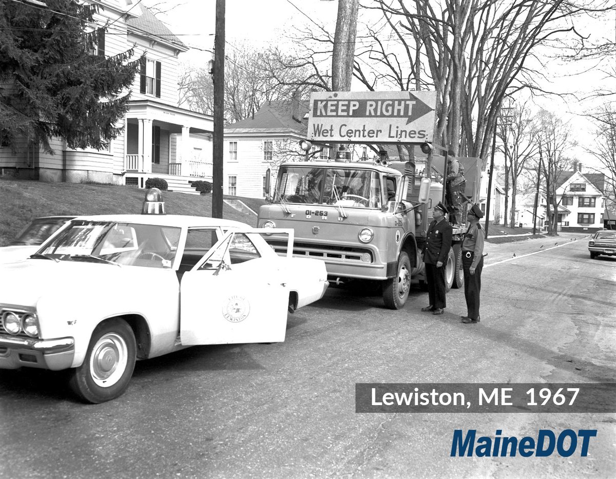 Check out this photo of fresh paint being applied to a Lewiston road in 1967. History repeats: it’s striping season again! To avoid getting paint on your car, keep an eye out for our teams and do not drive over fresh paint. #tbt #striping