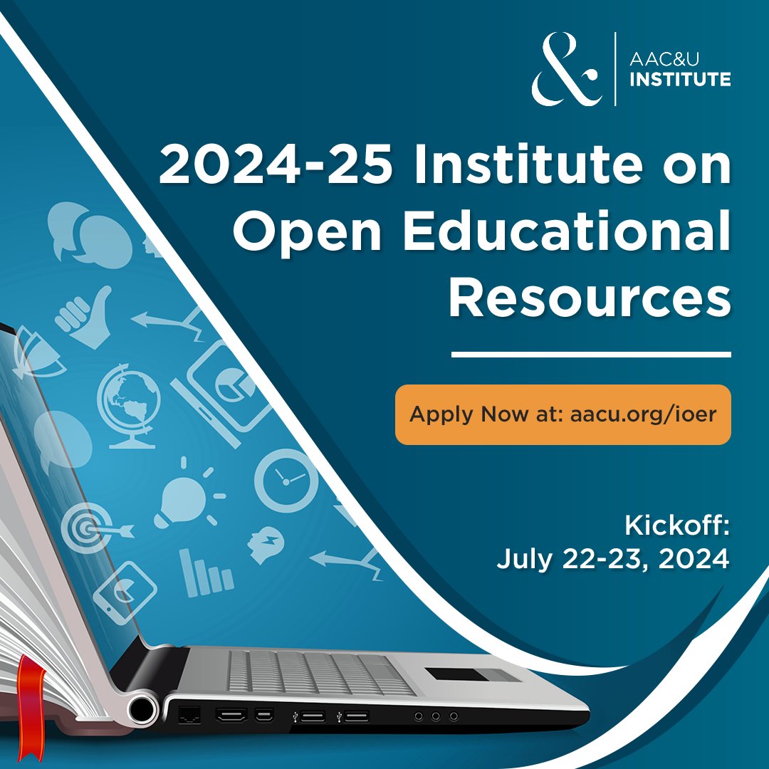 AAC&U (@aacu) on Twitter photo Time’s running out! Apply by May 28 to AAC&U’s Institute on Open Educational Resources led by VP for Digital Innovation <a href="/eddiewatson/">Eddie Watson</a> and a team of faculty who will support you and your institution’s #OER goals.
Details: ow.ly/Hilp50RECaH Time’s running out! Apply by May 28 to AAC&U’s Institute on Open Educational Resources led by VP for Digital Innovation <a href="/eddiewatson/">Eddie Watson</a> and a team of faculty who will support you and your institution’s #OER goals.
Details: ow.ly/Hilp50RECaH