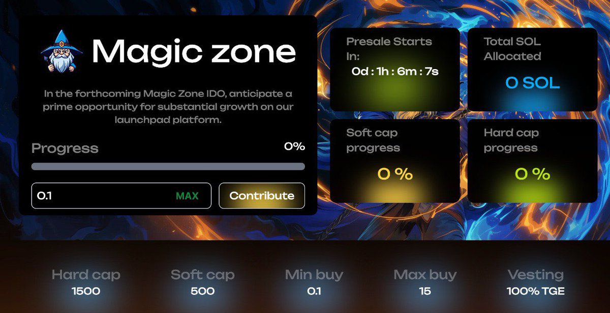 Magiczonelaunch's tweet image. Hey guys! Important announcement, we have a small delay with our token sale! 🪄

Sale moved to 1 hour (7pm UTC)

Our web developers are sorting our a minor bug in the website because some users are not able to connect their wallets.

Timer has been adjusted on the presale page:…