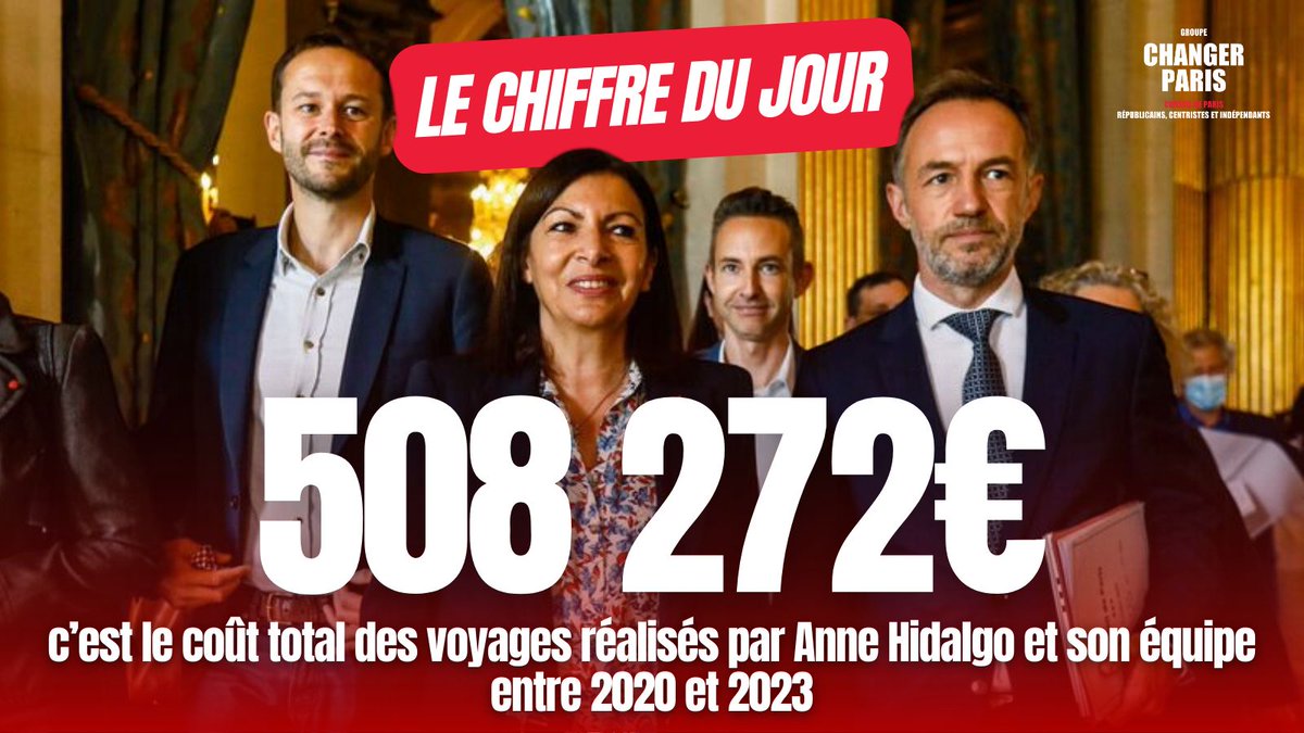 💶508.272€... 🚨C'est ce que vous ont coûté #AnneHidalgo et ses adjoints en voyages! Tout ça en donnant des leçons d'#écologie et en imposant aux Parisiens sa vision punitive de l'écologie!🤡 Et vous, qu'auriez-vous fait pour #Paris avec cette somme?