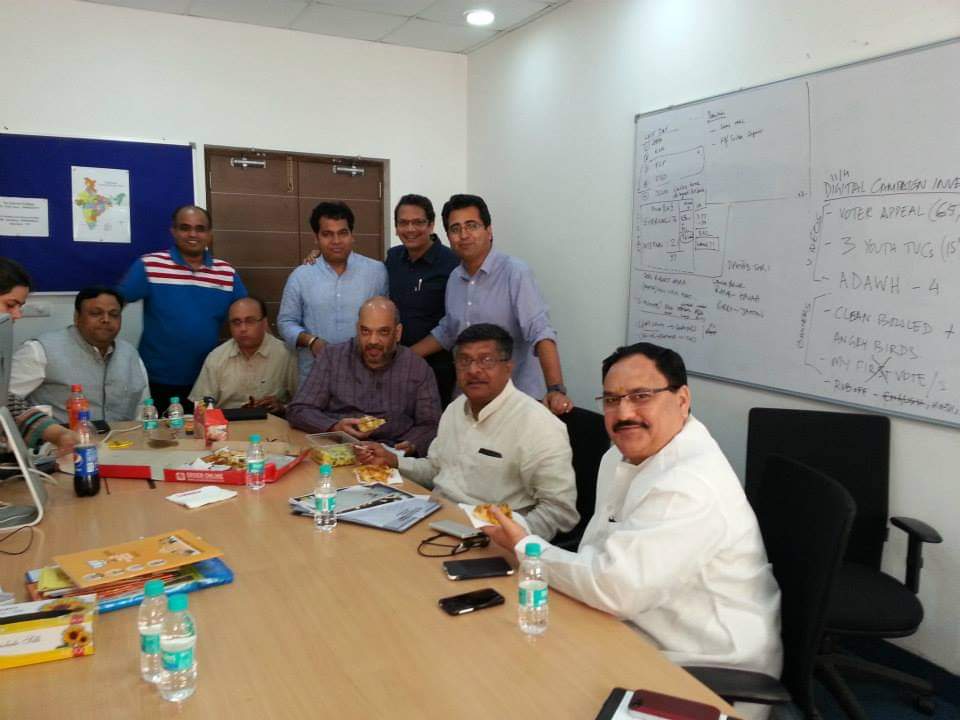Down the memory lane. Sometime in April 2014. Before an important press conference of Shri Ravi Shankar Prasad, discussion over pizza.