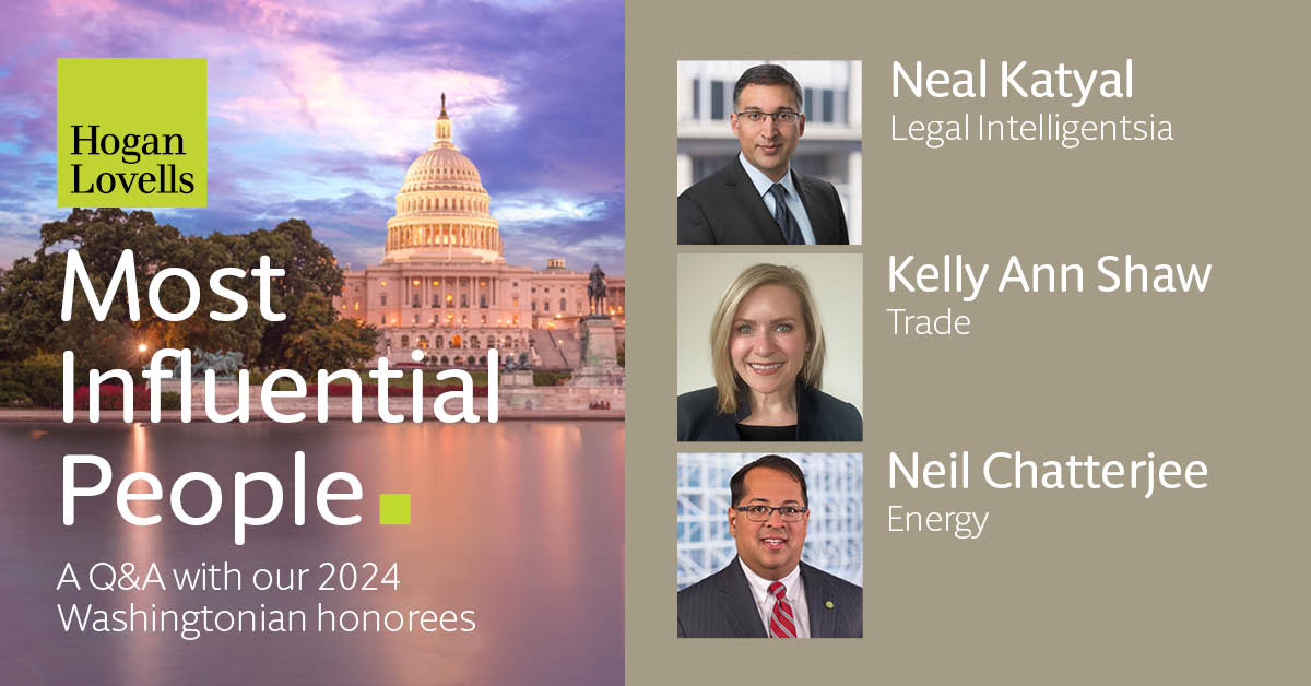 .@Neal_Katyal, @KellyAnnShaw, and @FERChatterjee are among the “Most Influential People” in the U.S. capital, according to @Washingtonian Magazine. This is the third year in a row that the trio has been recognized for their subject-matter knowledge, nuanced insights in complex