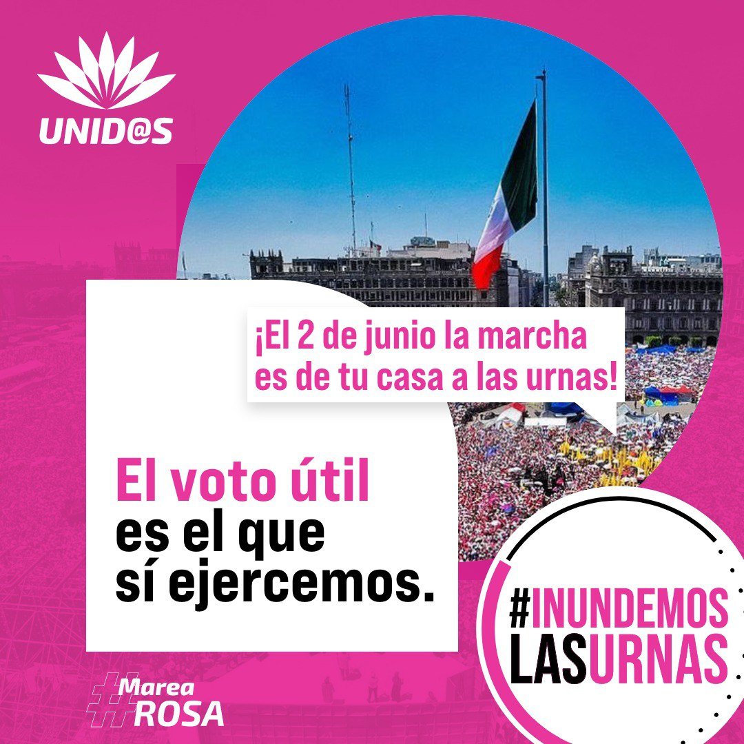 La marea rosa se levantará para tomar las urnas y salvar nuestro país. Ciudadanos, es hora de tomar el control. Súmate y sal a votar. ¡Vamos juntos! #XochitlImparable #XochitlGalvezPresidenta #MareaRosaImparable