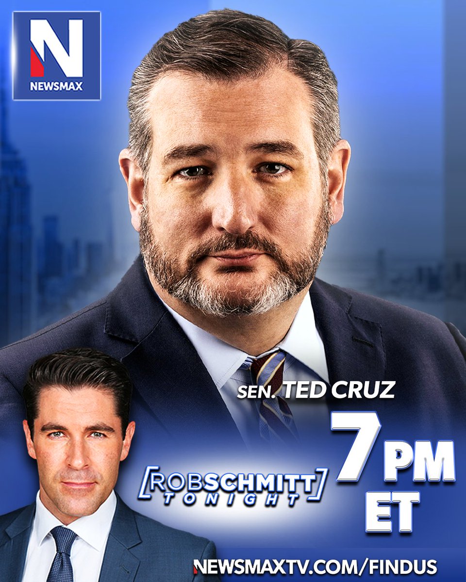 TONIGHT: Sen. Ted Cruz joins 'Rob Schmitt Tonight' to weigh the biggest political and cultural issues shaping the road to Election Day — 7PM ET on NEWSMAX. WATCH: newsmaxtv.com/findus @tedcruz