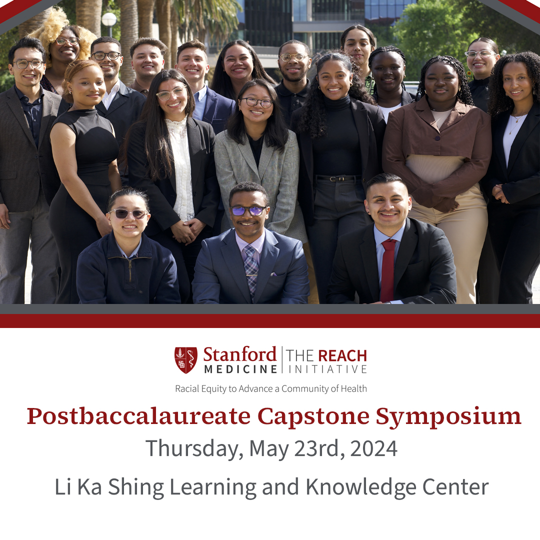 Tomorrow is the #PostbacCapstoneSymposium, in the Li Ka Shing Learning and Knowledge Center. Poster session will take place at 11:45am in the Chem-H Neuro courtyard immediately following the #REACHScholar talks at 10am. #BeThere #SeeYouSoon