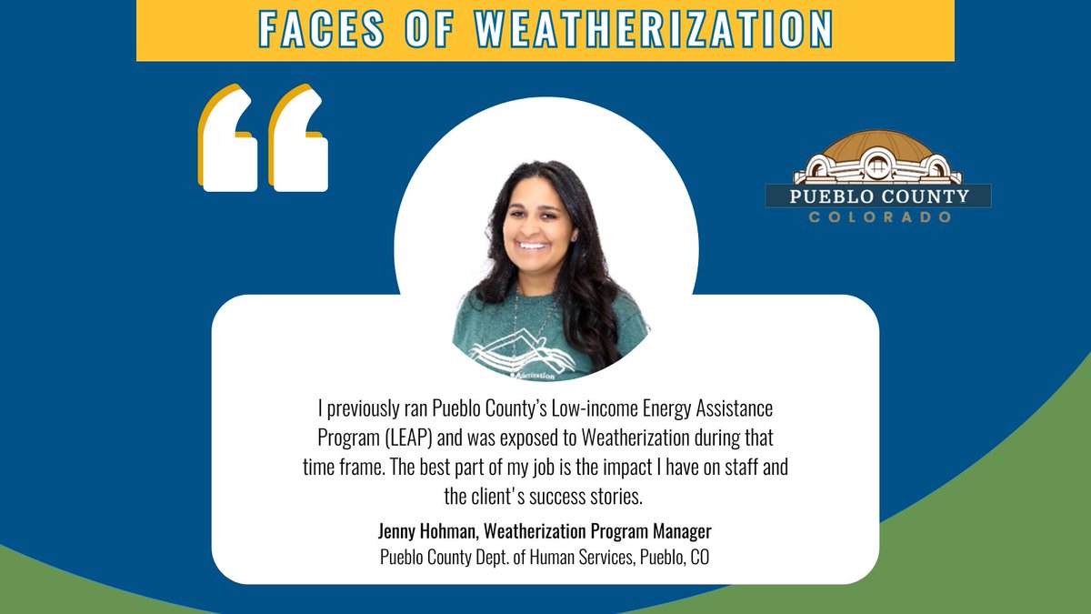 Thank you to @PuebloCounty for sharing this #FacesofWeatherization - #FacesOfEE staff story on #CommunityActionMonth #WeatherizationWednesday!