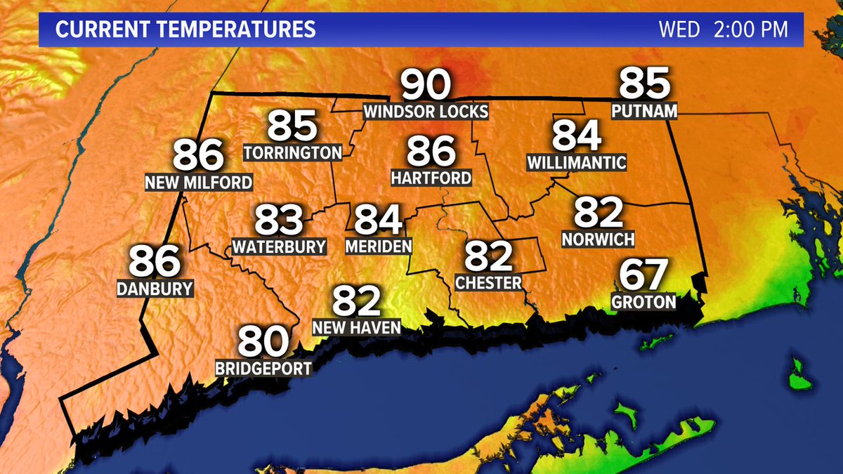 There it is, first 90 of the year at BDL, while it's nice and refreshing on the sound in southeastern Connecticut! #fox61