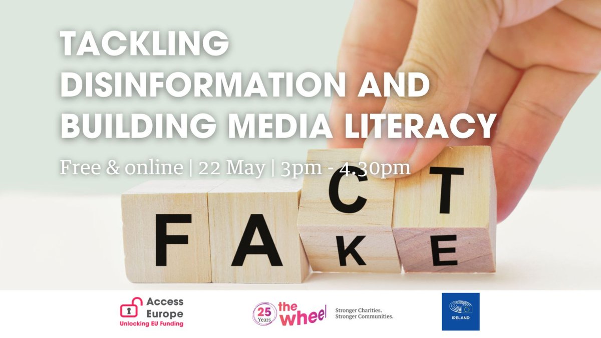 Are you ready to navigate the complexities of today's information landscape? Join us for this special online event on 22 May featuring speakers from @MedialitIreland, @europarl_en, and @TASCblog To book your place go to - wheel.ie/training/2024/…