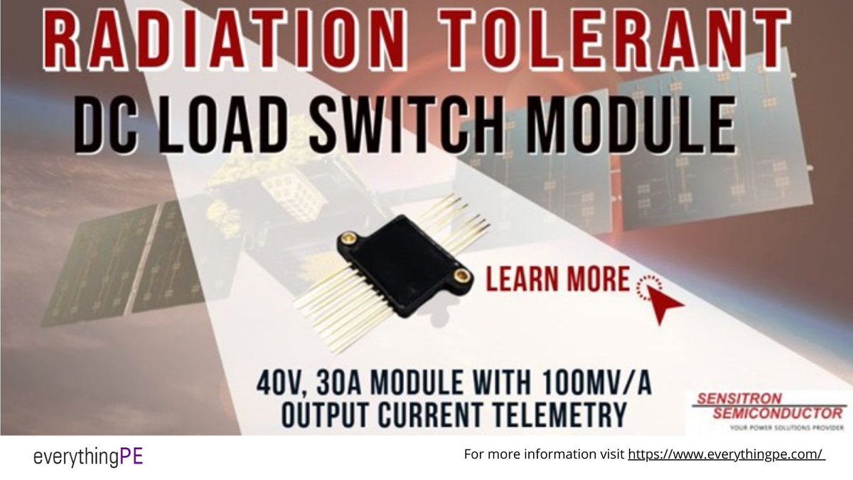 Introducing Radiation-Tolerant DC Load Switch IC for Space Probe Applications from Sensitron Semiconductor Learn more: ow.ly/Vpbl50RRoav #products #datasheet #manufacturing #quotation #switch #space #satellite #powerconversion #powermanagement #powerelectronics #sensitron