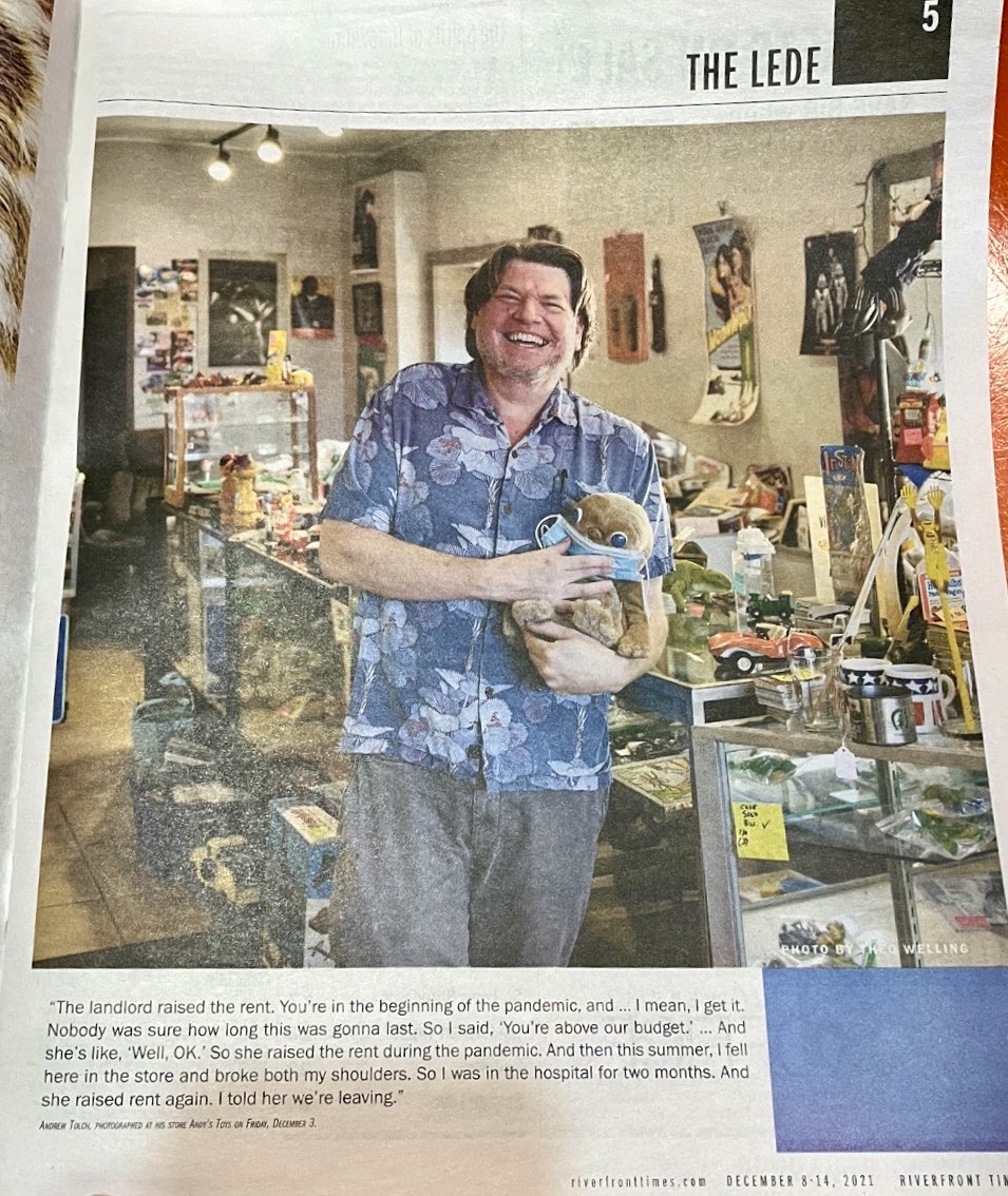 When the #rft newspaper helped cover my toy shop moving because the landlord raised the rent during the pandemic and again after I was hospitalized for over 2 months! I will miss you RFT.