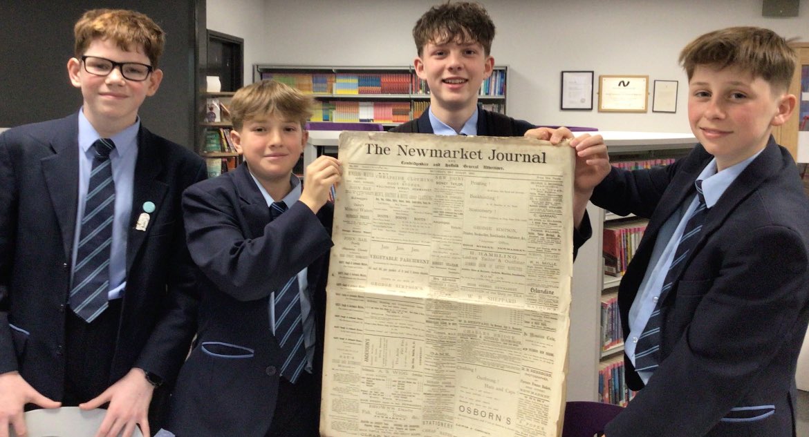 The editor of the Newmarket Journal came in to see the Newspaper club to discuss careers in English, specifically Journalism. Alison answered questions that the students had prepared and even left us an original copy of the Journal from when it was first published.