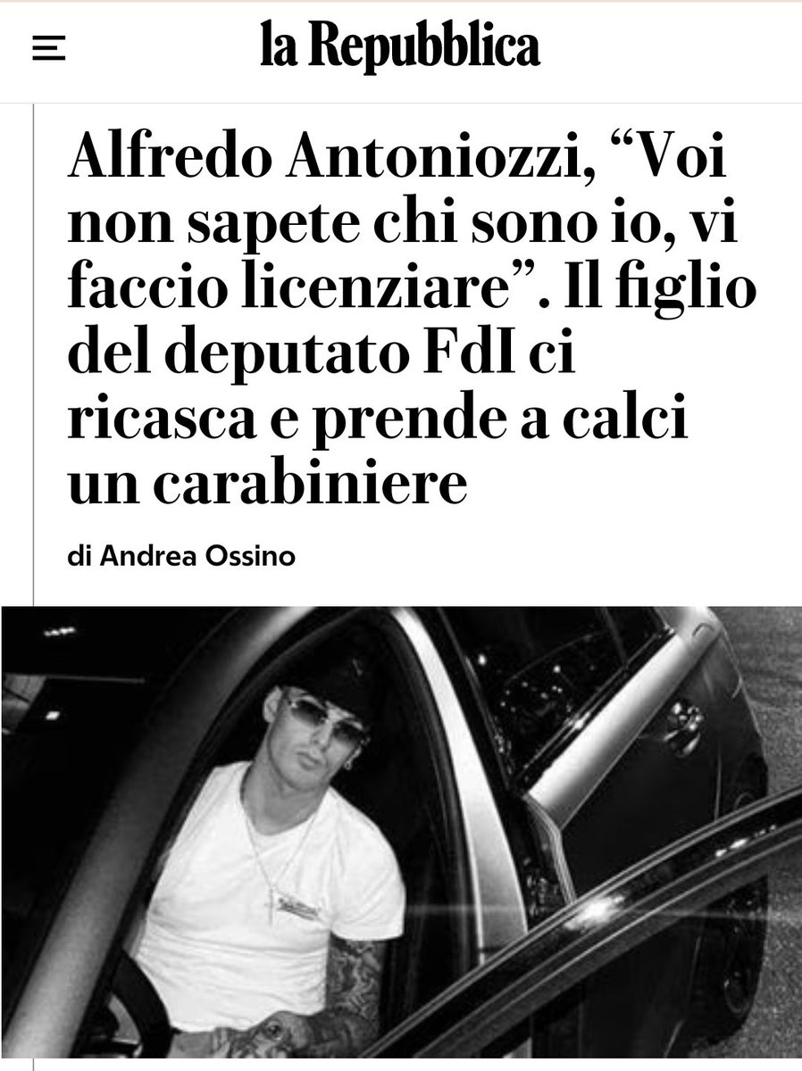 Schifoso d'un babbeo, ma come si permette? Le forze dell'ordine non si toccano, rimandiamolo di volata a calci nel culo nel suo paes, ah no fermi tutti. #Meloni #Salvini #FdI #Antoniozzi