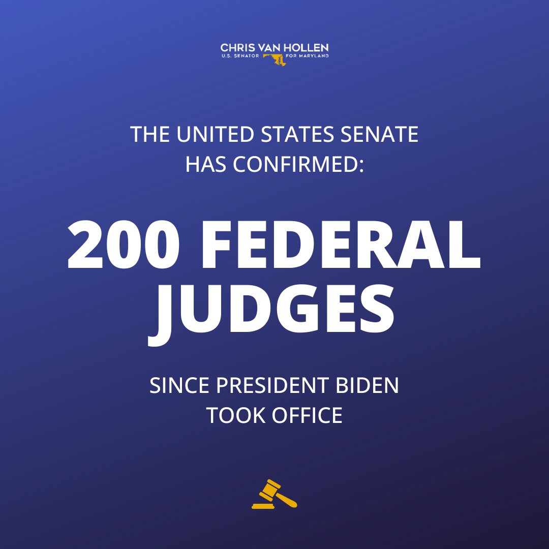 🚨NEWS: We've now confirmed 200 federal judges since @POTUS took office! This is a group of 200 eminently qualified, diverse, and dedicated men and women who will work every day to defend the rule of law and the rights of every American. And we’re not slowing down.