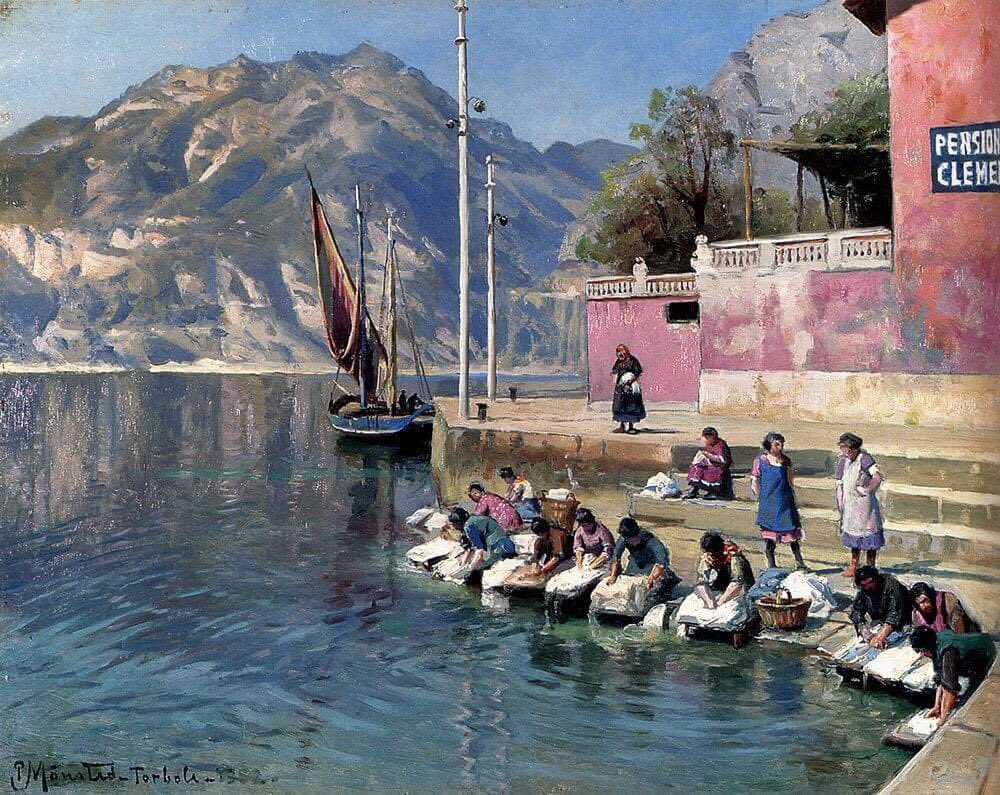 Peder Mørk Mønsted
Woman washing clothes, 1882, Torbole, Italy