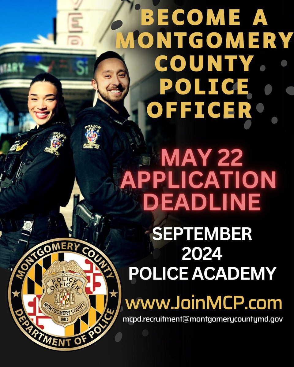 Today is the last day to submit your applications for the September 2024 MCPD Police Academy. Join us in making a difference in our community. #mcpd #mcpnews