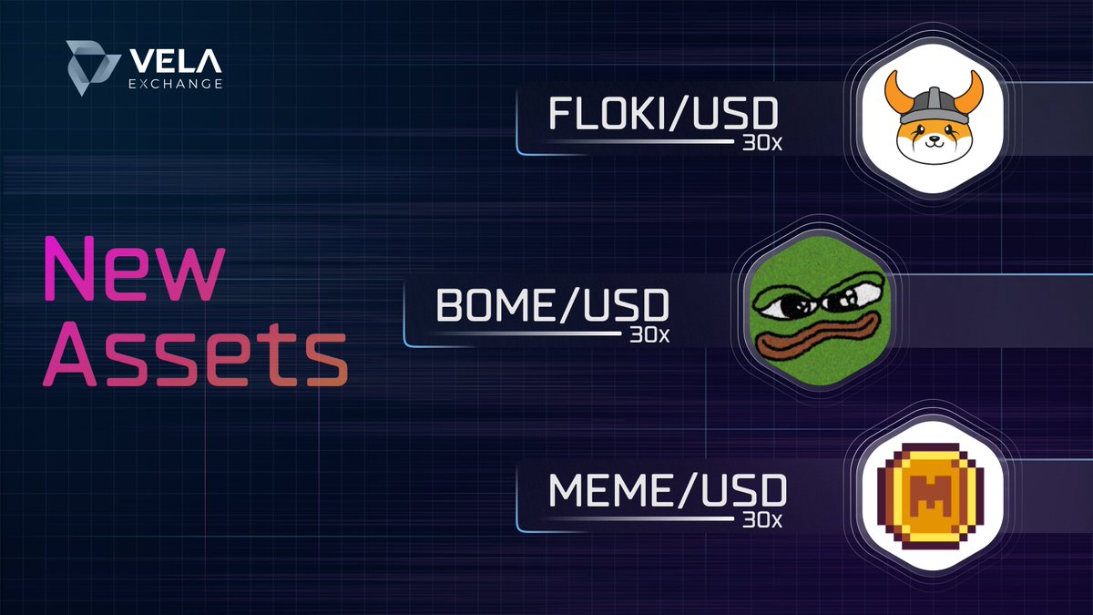 Is the meme meta over? Or is 🦆 wrong and we have plenty of fuel left? We’re not sure, but if you’re confident in where things are going, you can take advantage of more pairs at Vela. We’ve just added 3 major meme pairs with up to 30x leverage: • $FLOKI • $BOME • $MEME