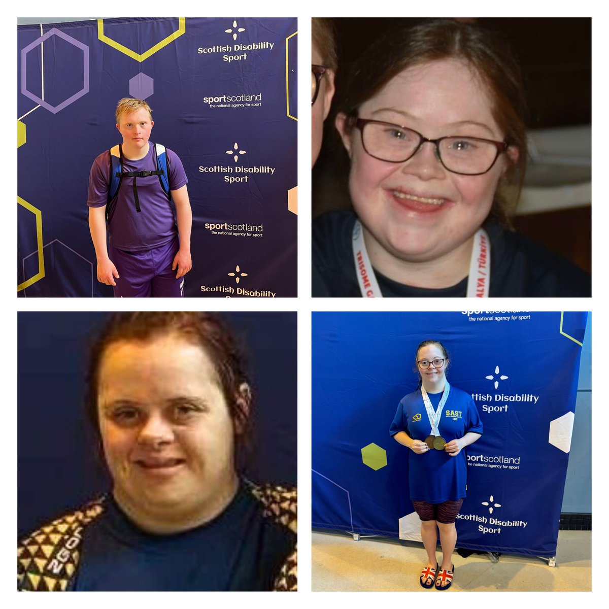 Strong swims from Matthew McCreadie, Laura Logan, Beth Greig & Cerys McCrindle @SDS_sport Senior Learning Disability Championships in #InvernessLeisureCentre at the weekend - a few PBs, medals & fine performances all round 👏💪👏💪 #DownSyndromeSwimming @MotabilityOps