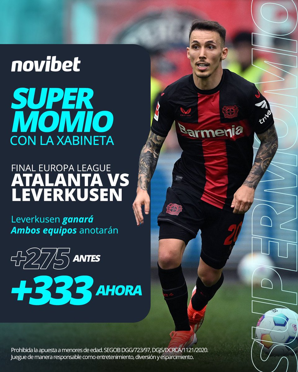 NovibetMexico's tweet photo. ¿Se dará la temporada perfecta para el conjunto de Xabi? Si confías en la Xabineta, ¡arma este pick!  👉 https://t.co/atQfpAiUaQ

#Grimaldo #Wirtz #Leverkusen #Dublin #EuropaLeague #EuropaLeague2024 #Final #NovibetMX #UEFA https://t.co/kpUs9WVsZZ