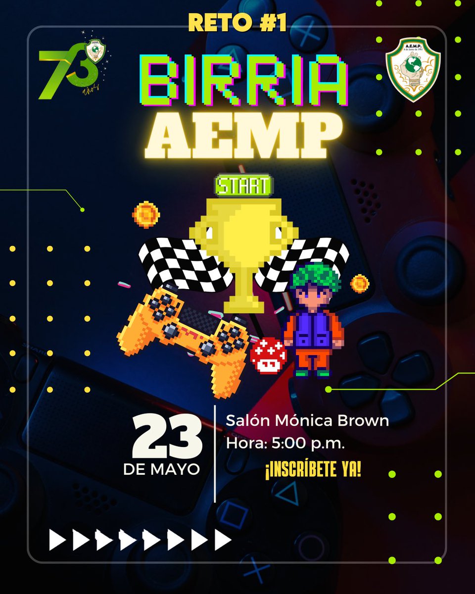👾TORNEO DE VIDEOJUEGOS👾

¡Únete al desafío definitivo! Participa en nuestra BIRRIA AEMP y demuestra quién es el mejor jugador de la facultad ❤️🎮

📆 Jueves 23 de Mayo
🕘 5:00 PM - 8:00PM
📍 Salón Mónica Brown

Inscríbete en el forms que está en nuestro Instagram (Linktree)
