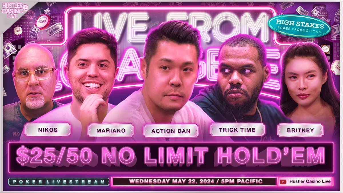 TONIGHT!! EPIC LINEUP!!

<a href="/ActionDanPoker/">Dan Kwon</a> 
Britney
Mariano
Trick Time
Nikos
Crypto Drew
+ more

$25/50 w/ commentary by <a href="/ThirdWalking/">Charlie Wilmoth</a> 

Watch it here: youtube.com/live/ZRsCdfVWv…