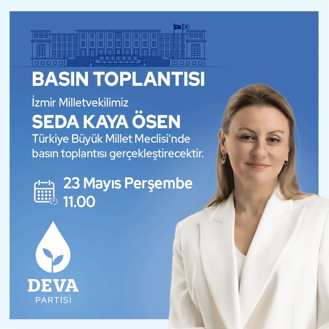 İzmir Milletvekilimiz @ssedakayaosen, Türkiye Büyük Millet Meclisinde basın toplantısı gerçekleştirecektir. 🗓 23 Mayıs Perşembe 🕰 11.00 📺 TBMM