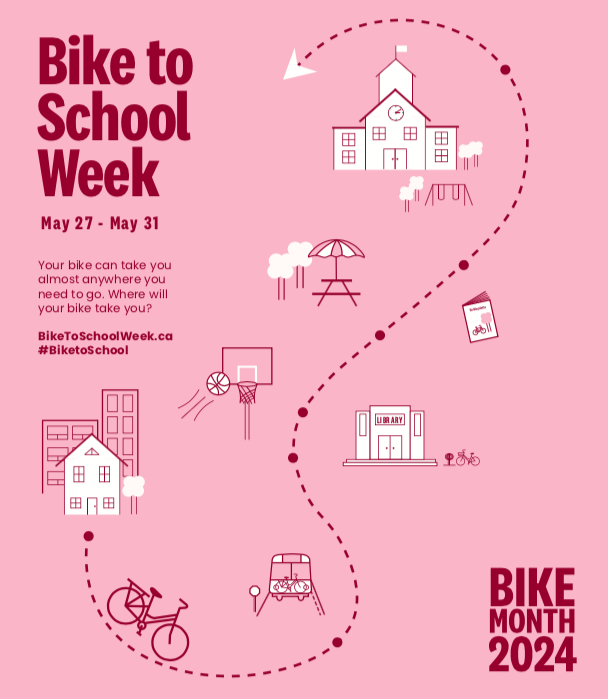 Held during @BikeMonth, Bike to School Week is a week-long event that celebrates cycling to school. Register your school to get an exclusive set of Bike to School Week resources (including a lesson guide and promotional materials)! Learn more here: bikemonth.ca/biketoschoolwe…