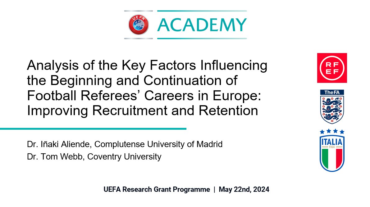 Un año de investigación con mi colega el @DrTomWebb, presentamos el estudio a @UEFA: conclusiones para mejorar el #arbitraje en Europa 🙂 ⚽ 👩‍⚖️ 🇪🇺 Gracias @rfef por el apoyo: 1drv.ms/b/s!AmJTH0blml…