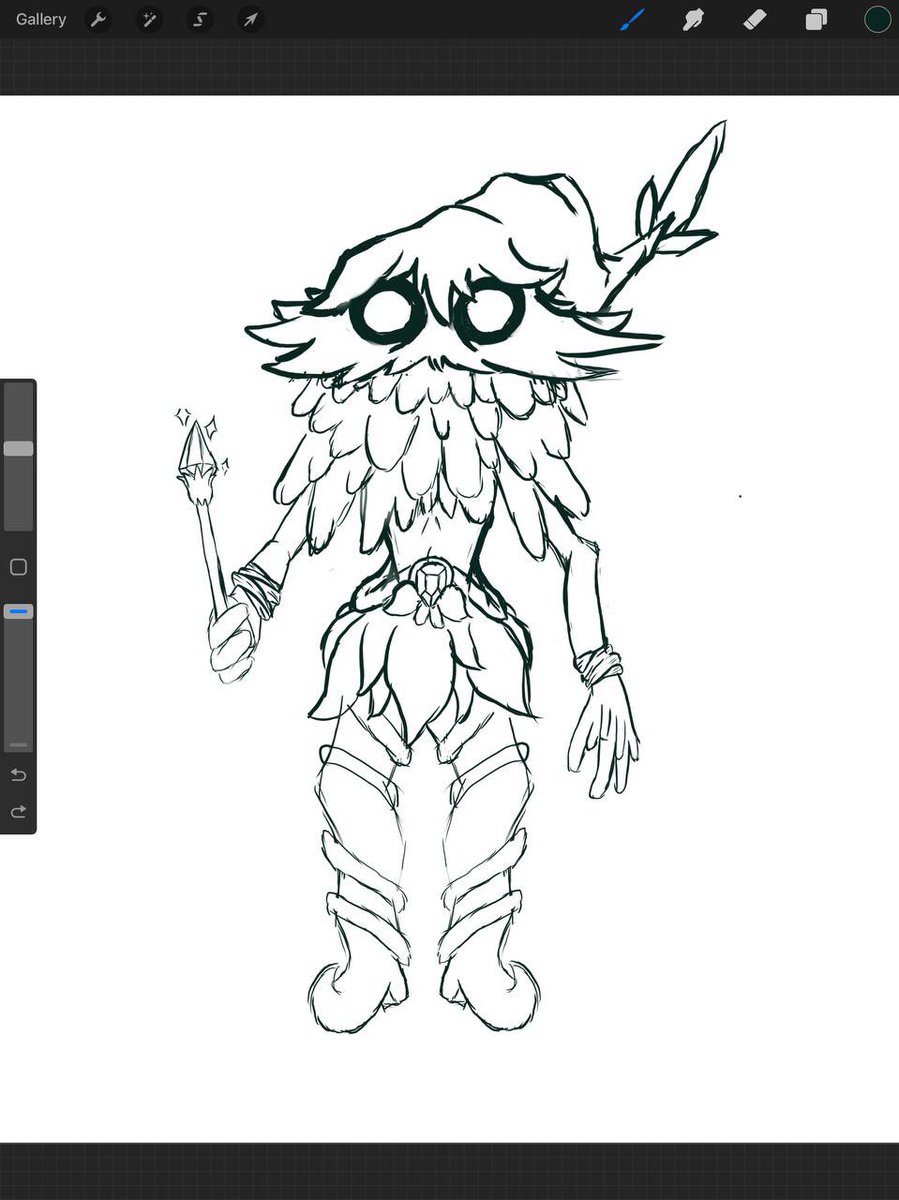 I was trying to go for a twinky old man loook as <a href="/GosuiPanda/">gosuipanda.bsky.social</a> suggested not to be a younger twink. But he’s a sort of bog/swamp wizard.

But I have no idea what people find hot in twinks so I don’t know what people would find attractive elements for monsters I draw. Suggestions?