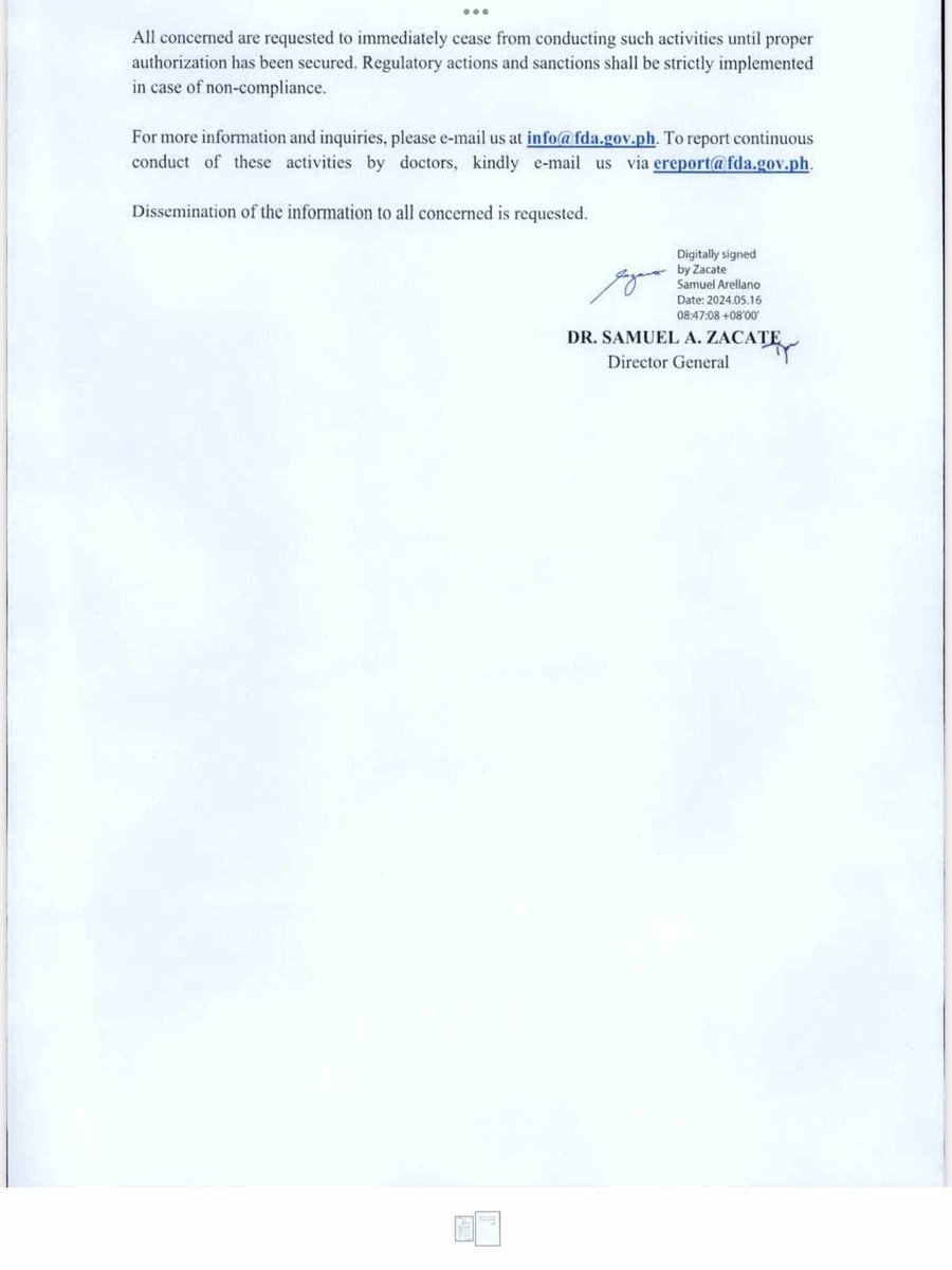 Reiteration on the Public Warning Against Accessing Drug Products from Medical Doctors from Unauthorized Clinics and other Health Facilities
@FDAPhilippines
